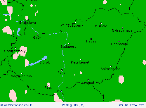 Peak gusts Forecast maps