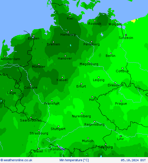 Min temperature Forecast maps