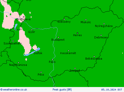 Peak gusts Forecast maps