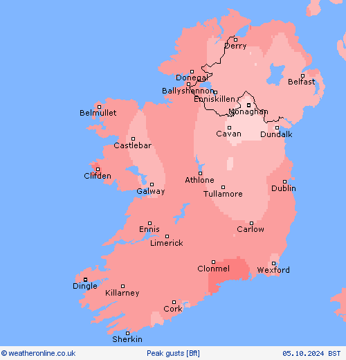 Peak gusts Forecast maps